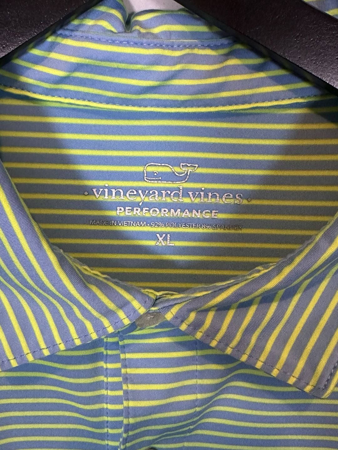 Vineyard Vines Sankaty Performance Polo Size XL Striped Blue Green 4
