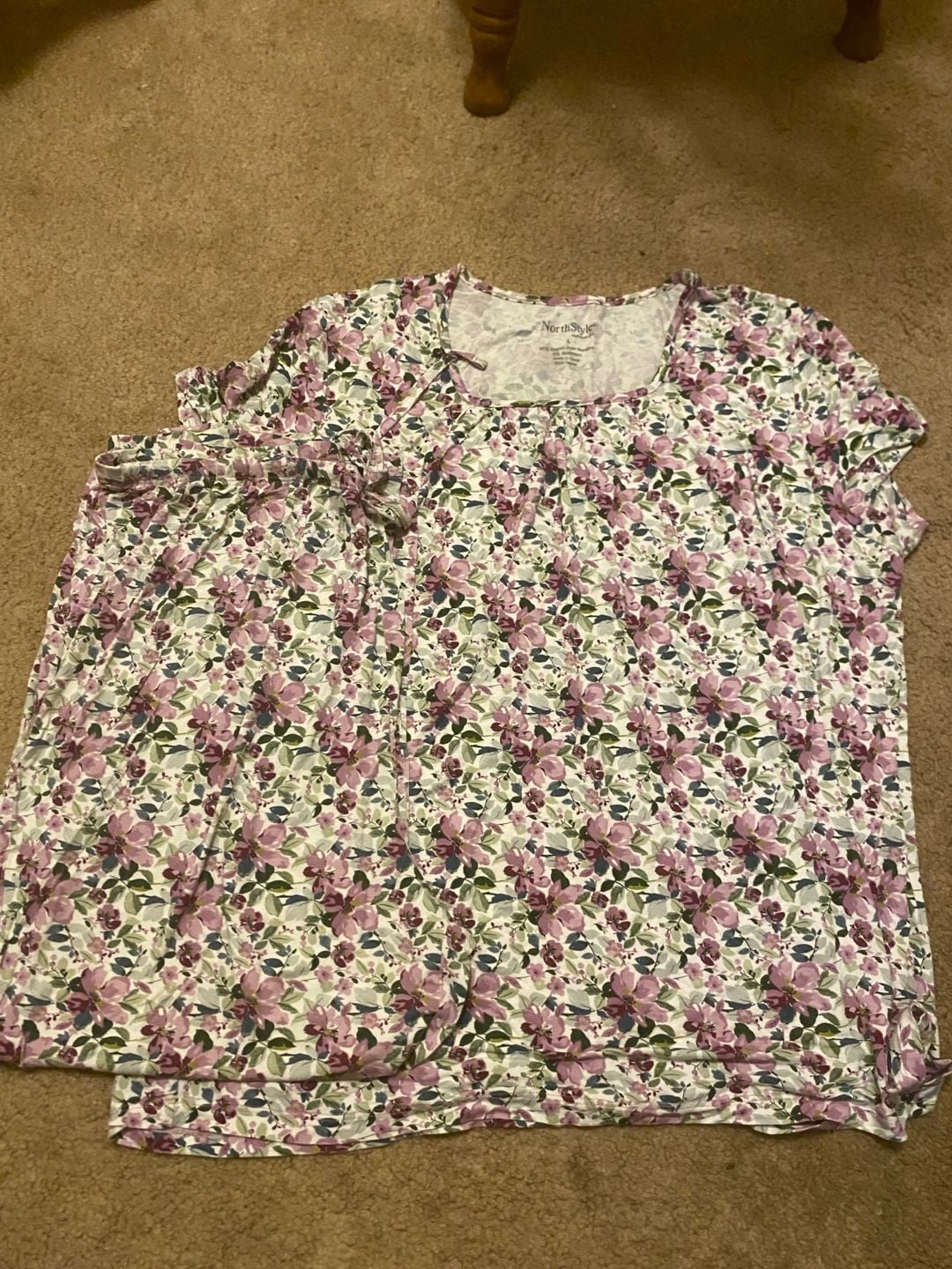 NorthStyle Pajama Set Size L Pink Floral Bamboo Rayon Short Sleeve 1