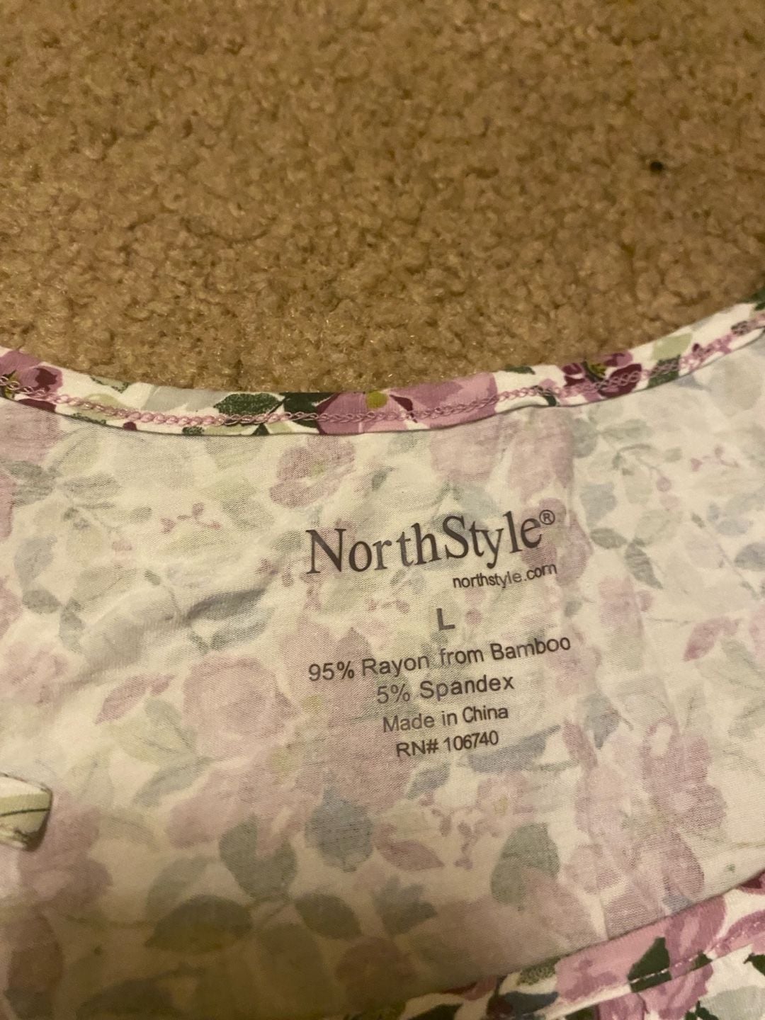 NorthStyle Pajama Set Size L Pink Floral Bamboo Rayon Short Sleeve 3