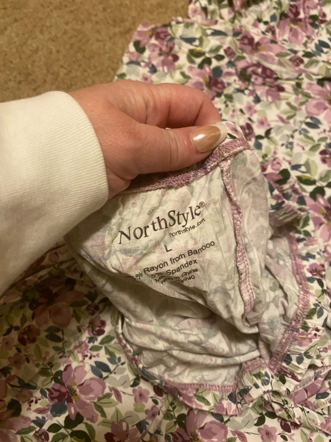 NorthStyle Pajama Set Size L Pink Floral Bamboo Rayon Short Sleeve 4