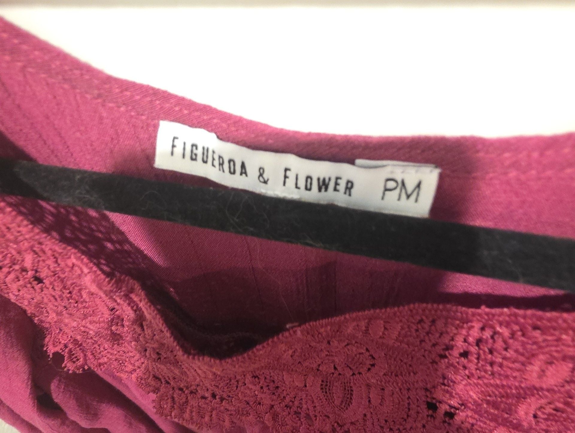 Figueroa & Flower Blouse Size PM Burgundy Crochet Lace 4