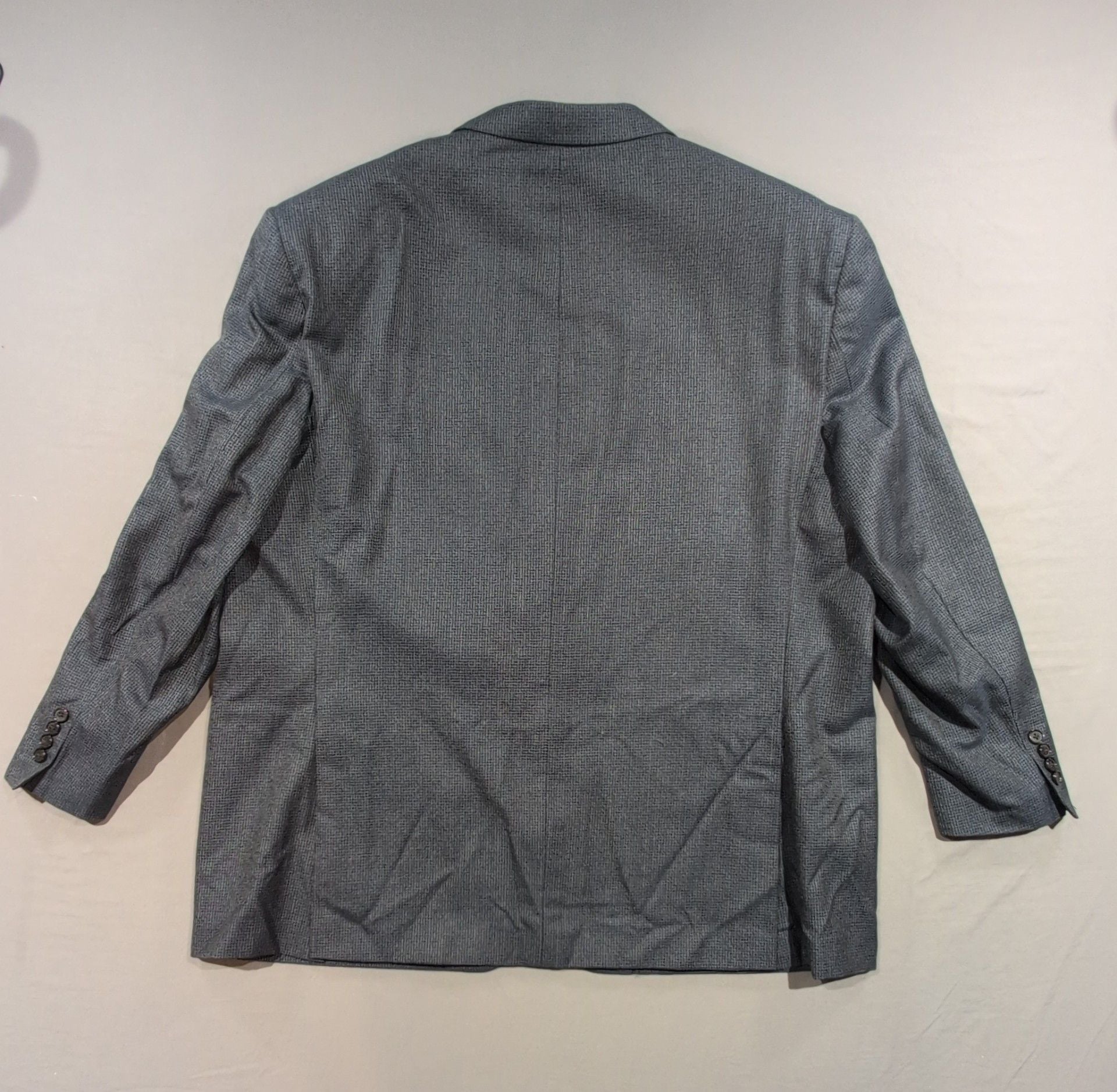 Ralph Lauren Suit Jacket Size 52R Gray Micro Pattern Two Button Blazer Silk/Wool 4