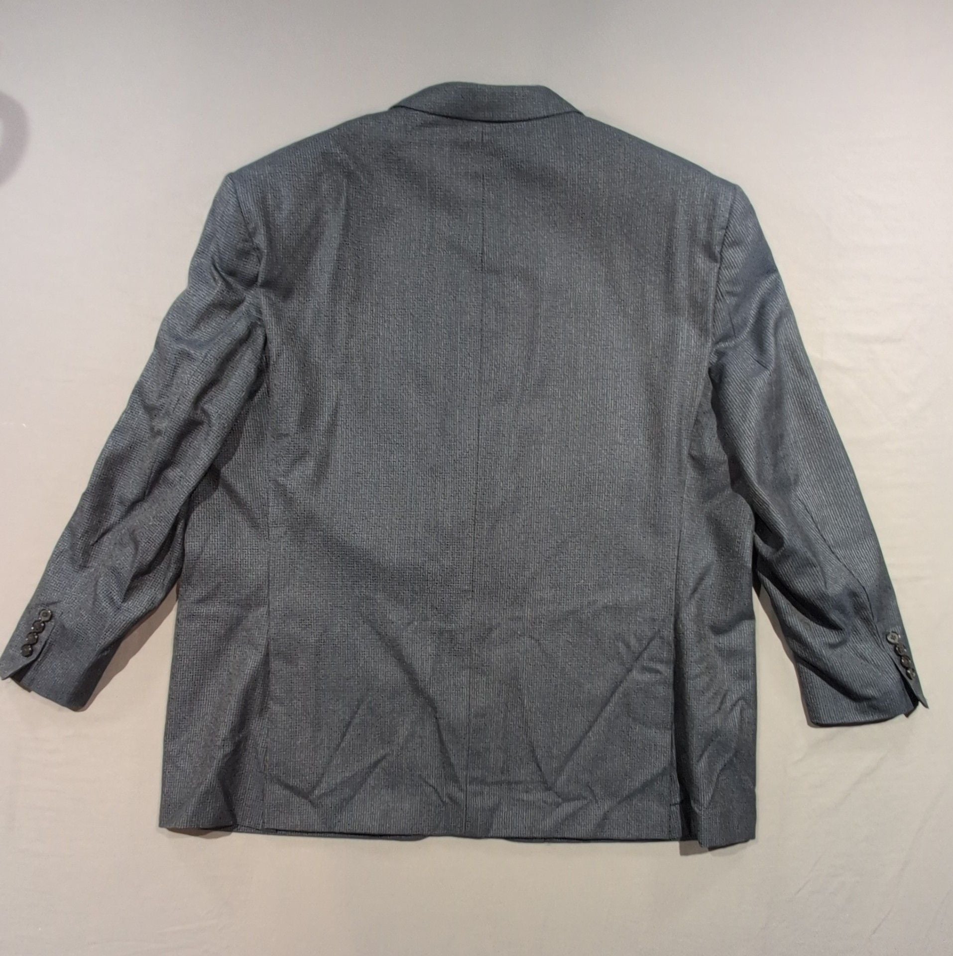 Ralph Lauren Suit Jacket Size 52R Gray Micro Pattern Two Button Blazer Silk/Wool 3