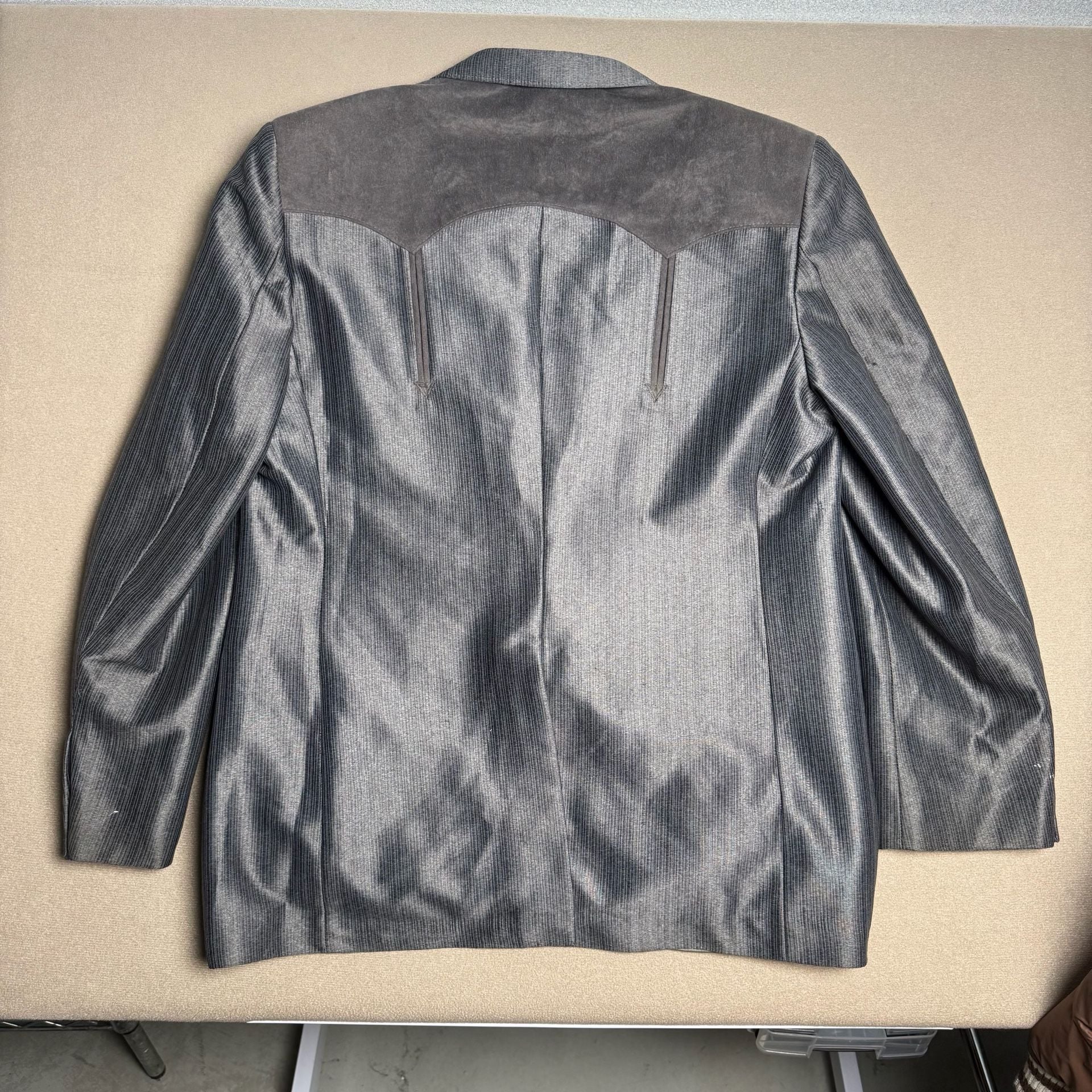 Circle S Western Blazer Sport Coat Size 44R Gray Metallic Suede Yoke 3
