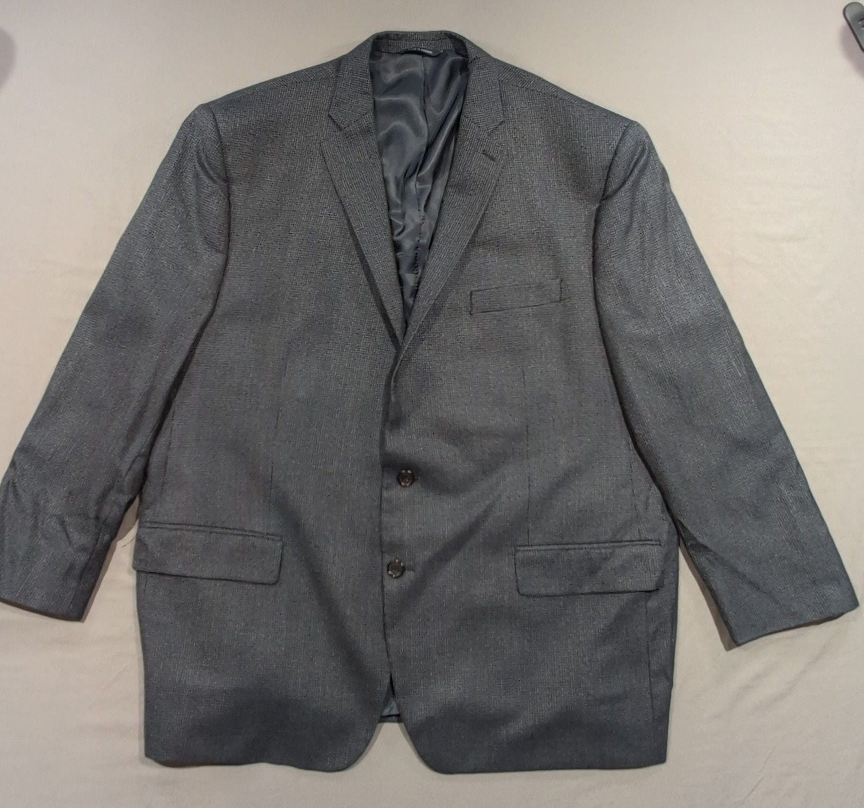 Ralph Lauren Suit Jacket Size 52R Gray Micro Pattern Two Button Blazer Silk/Wool 2
