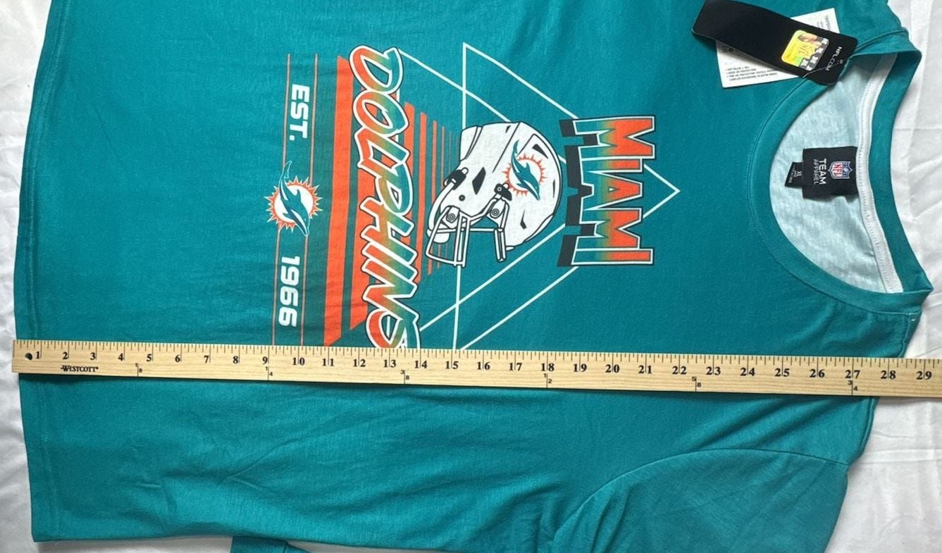NFL Team Apparel Miami Dolphins Long Sleeve T-Shirt Size XL Aqua 7
