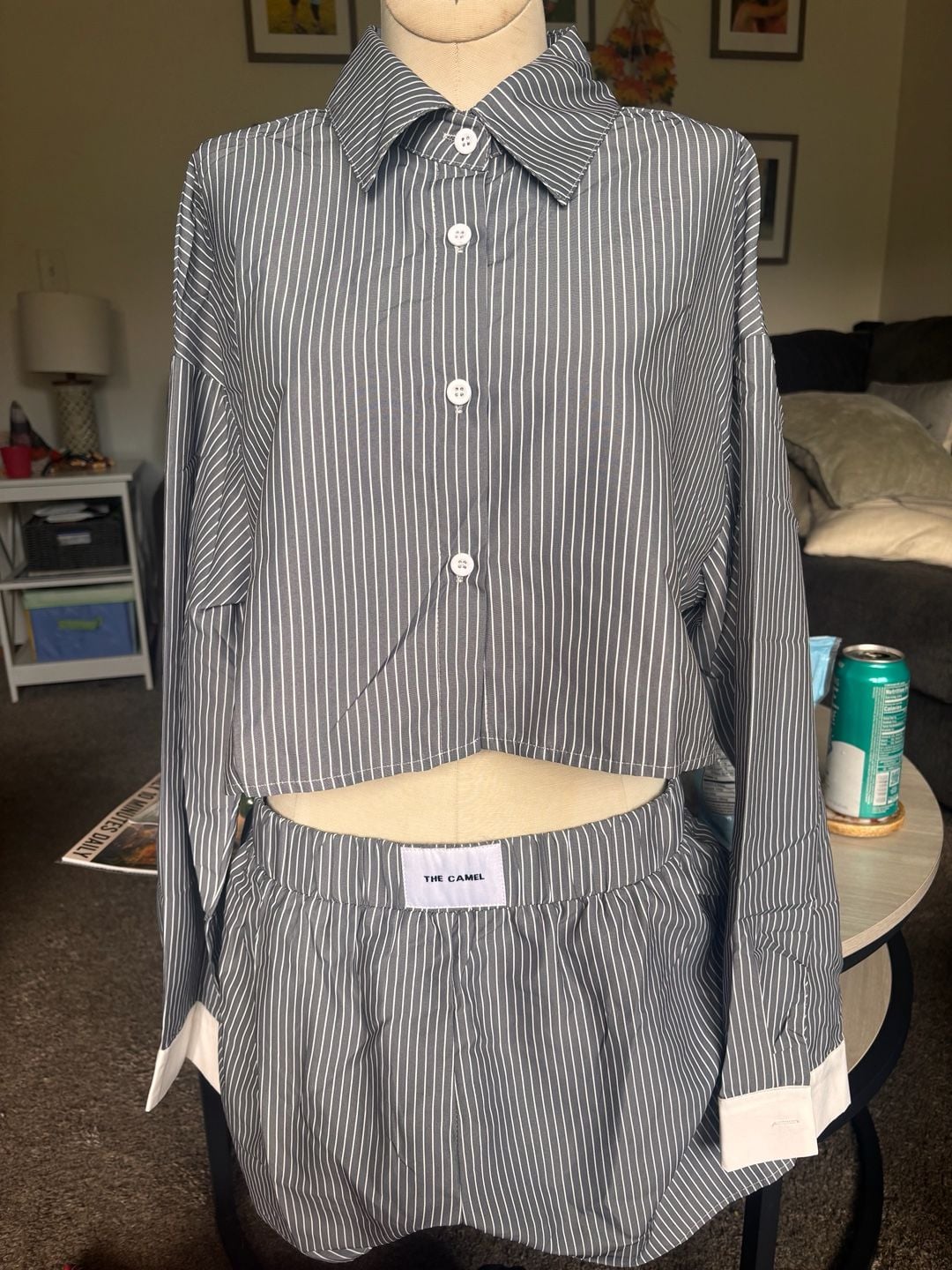 The Camel Striped Short Set 1