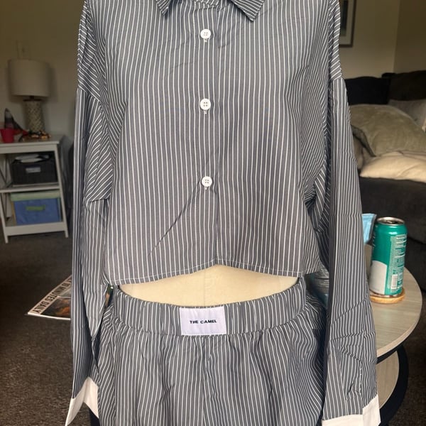The Camel Striped Short Set