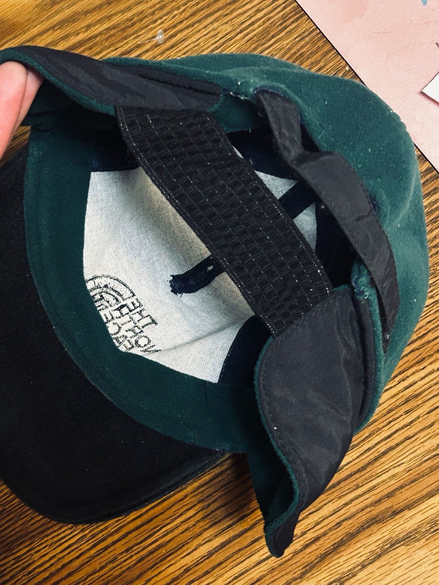 Vintage The North Face Fleece Ear Flap Hat Cap Green Black Medium Y2K Ski 8