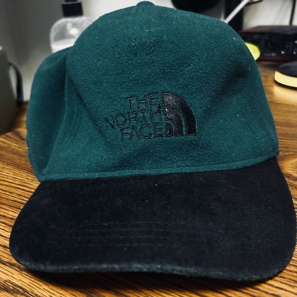 Vintage The North Face Fleece Ear Flap Hat Cap Green Black Medium Y2K Ski