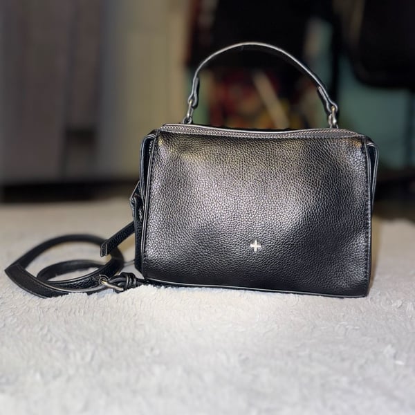 Peta + Jain Crossbody Bag Black Pebble Faux Leather