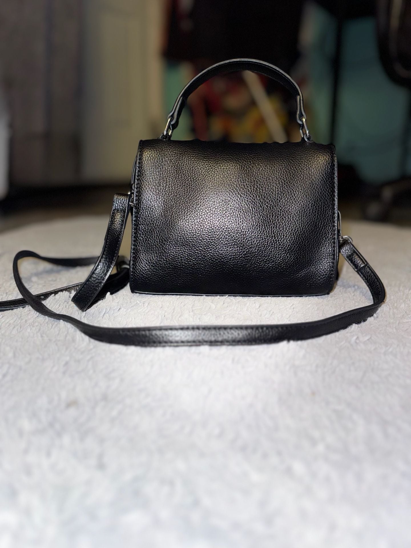 Peta + Jain Crossbody Bag Black Pebble Faux Leather 2
