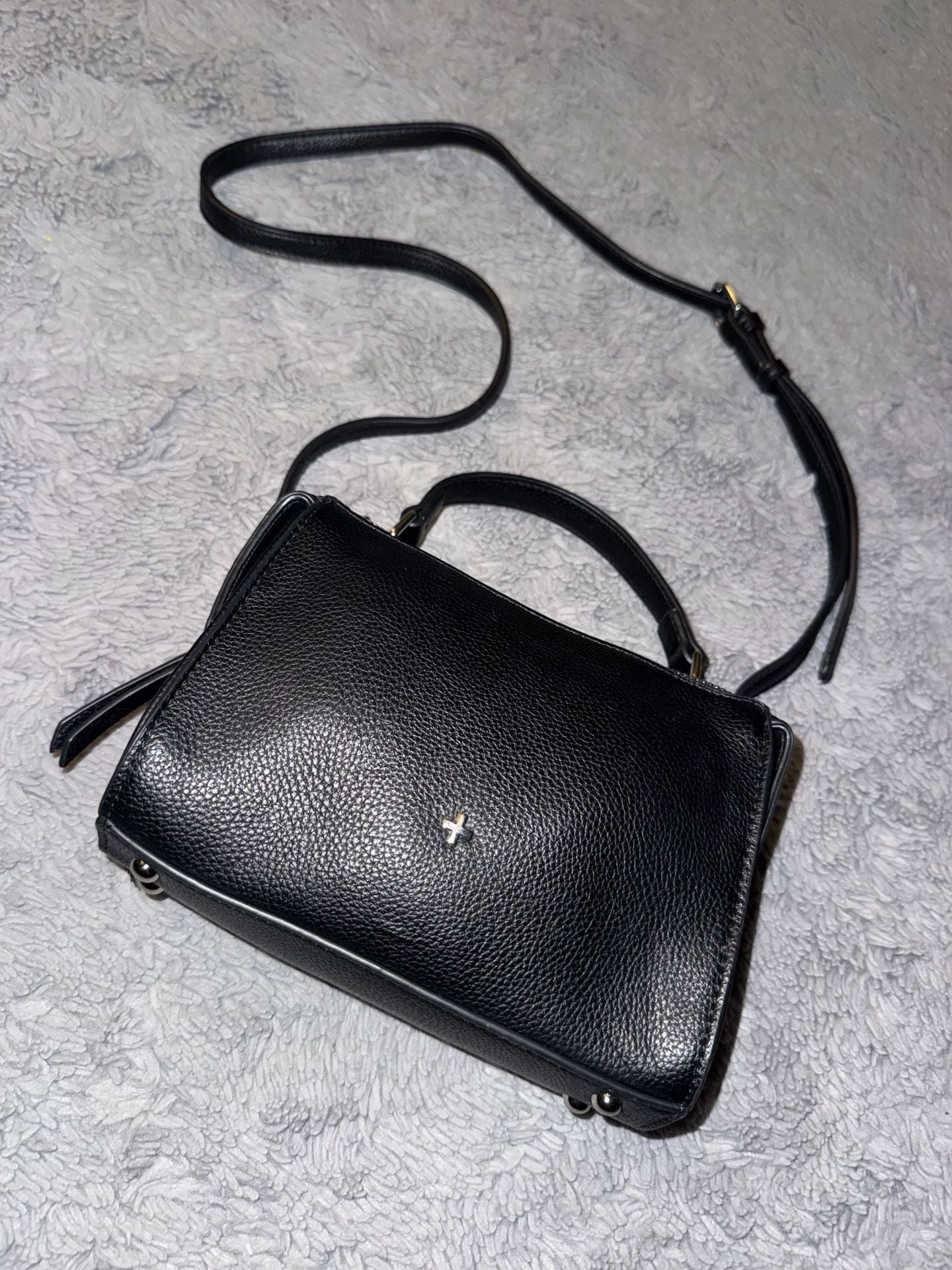 Peta + Jain Crossbody Bag Black Pebble Faux Leather 3