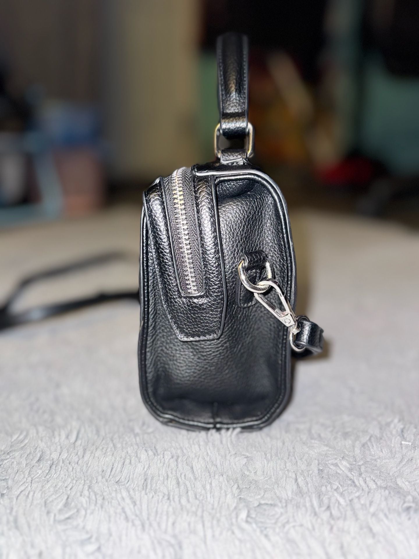 Peta + Jain Crossbody Bag Black Pebble Faux Leather 6