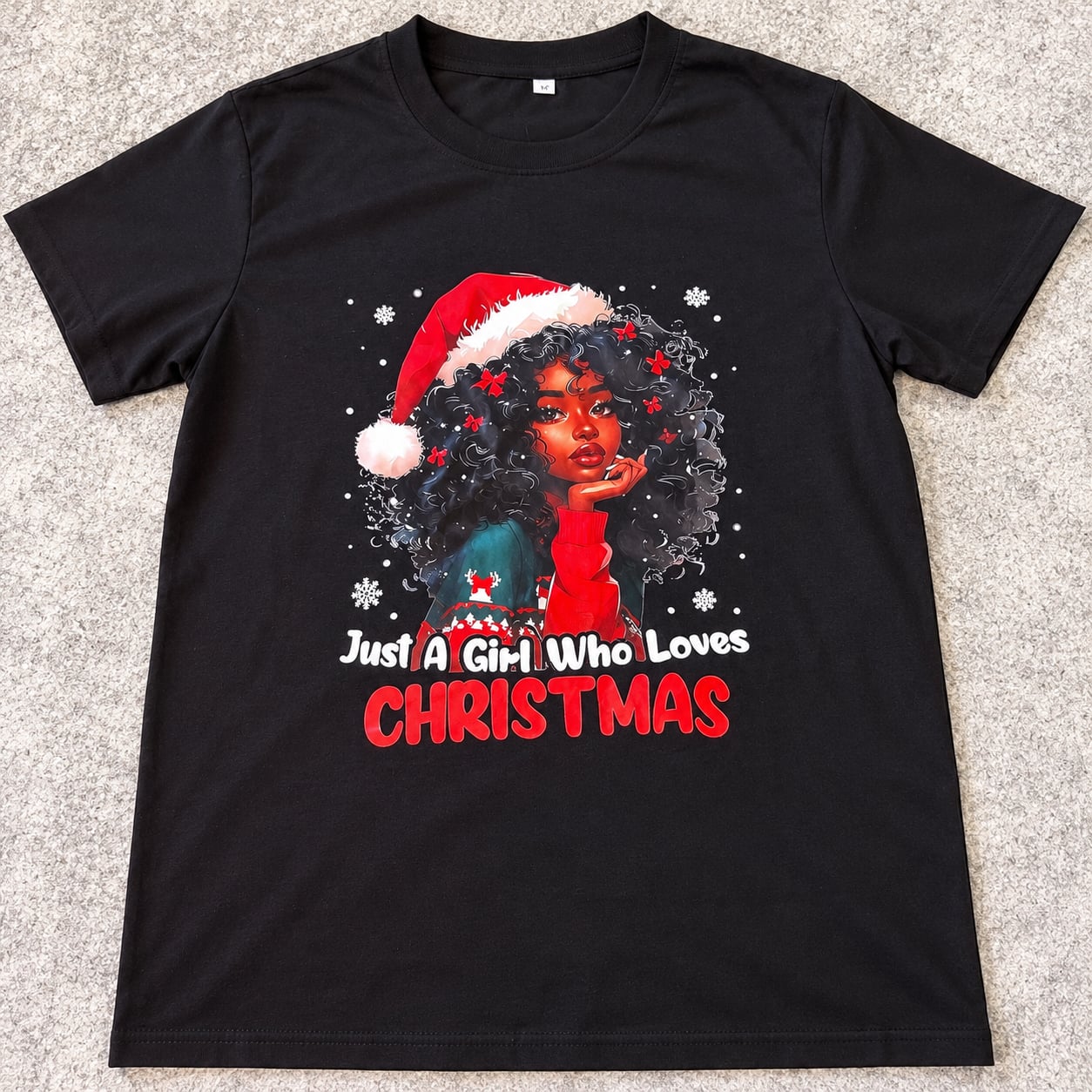 Unbranded Women’s Christmas Graphic T-Shirt Black Size M Holiday Tee 2