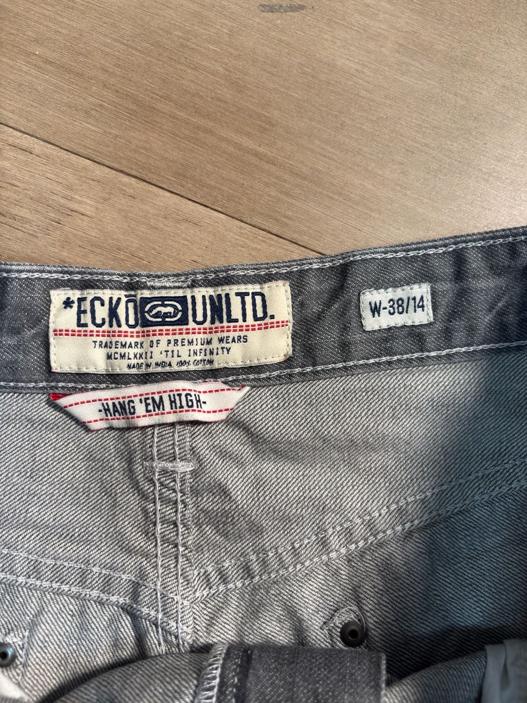 Vintage Y2K Ecko Unltd Jean Shorts Size 38 Grey Denim Hang 'Em High Baggy Jorts 5