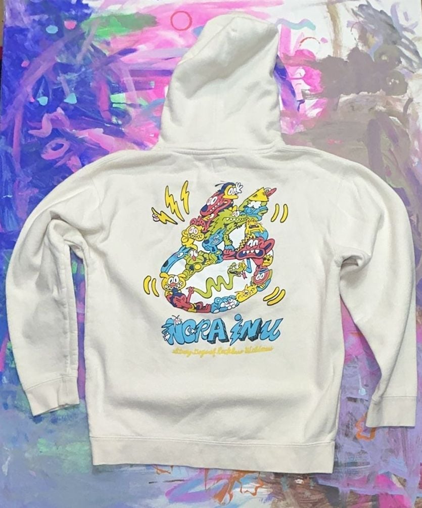 Norainu Graphic Hoodie Size M Beige 7