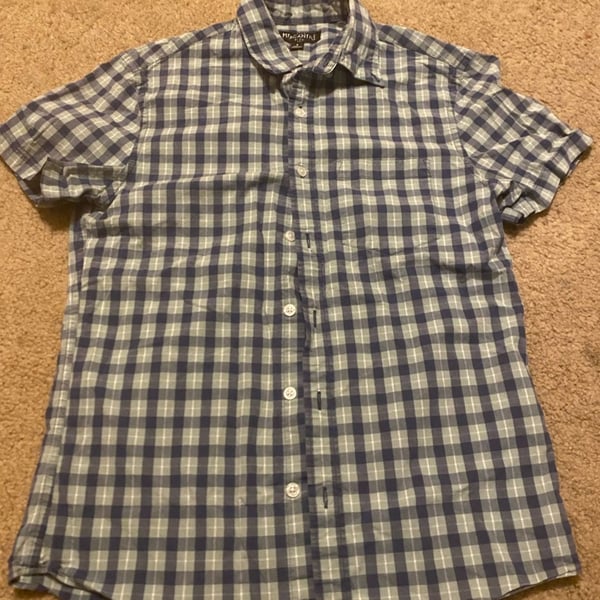 J.Crew Mercantile Flex Plaid Short Sleeve Shirt Size S Blue Gingham
