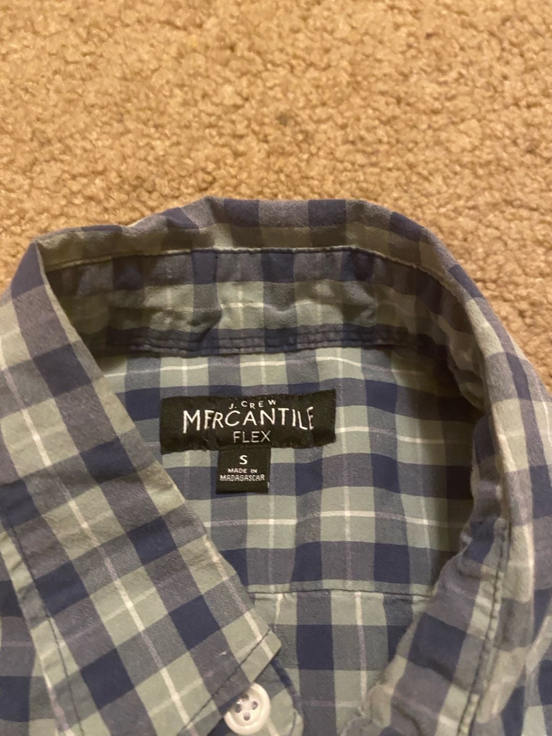 J.Crew Mercantile Flex Plaid Short Sleeve Shirt Size S Blue Gingham 4