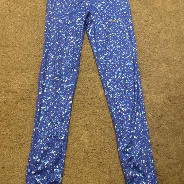 Nike Power Essential Running Tight Size M Blue Confetti Print