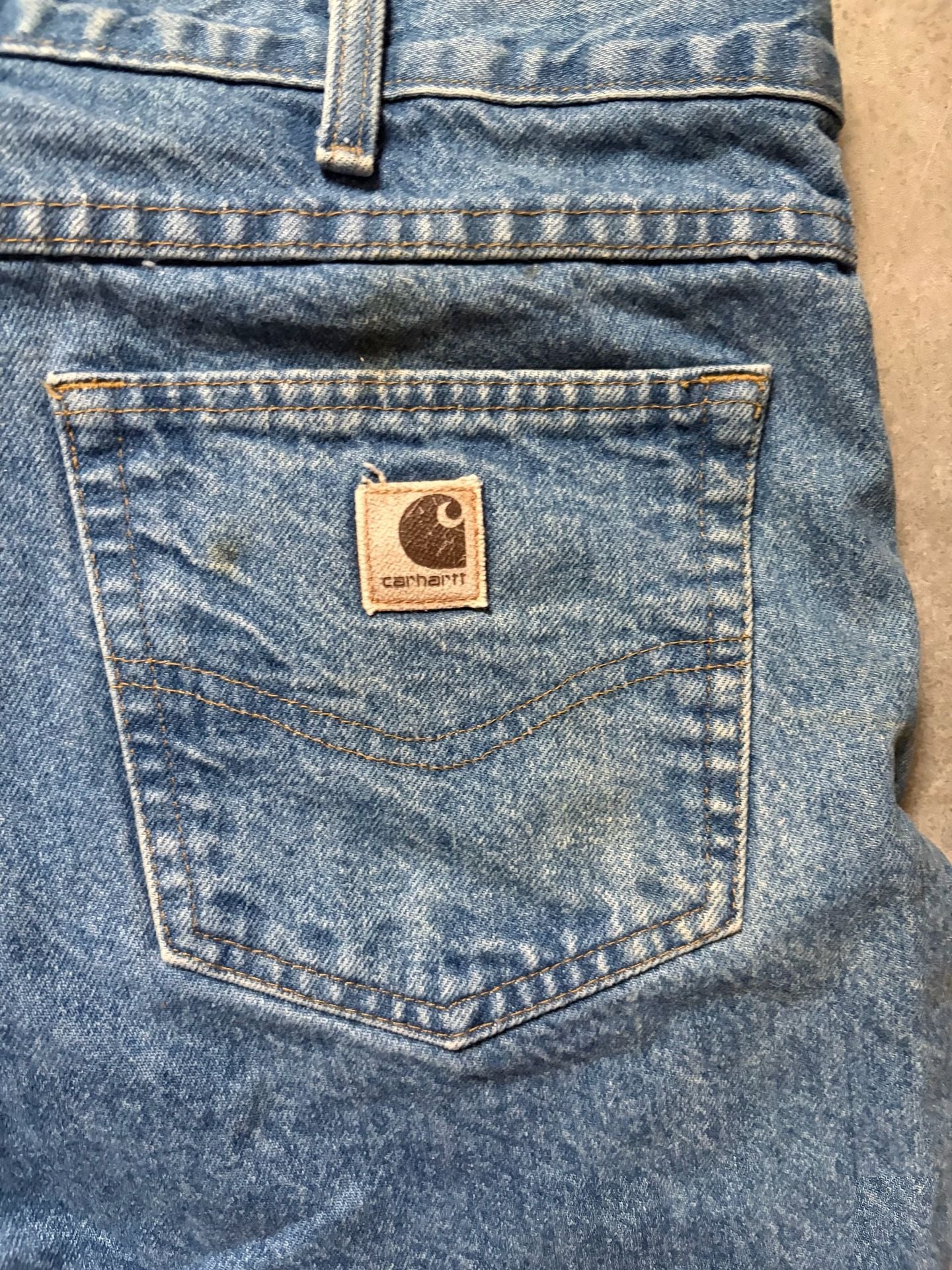 Carhartt Denim Jeans Size 42x32 Blue Straight Leg Workwear 3