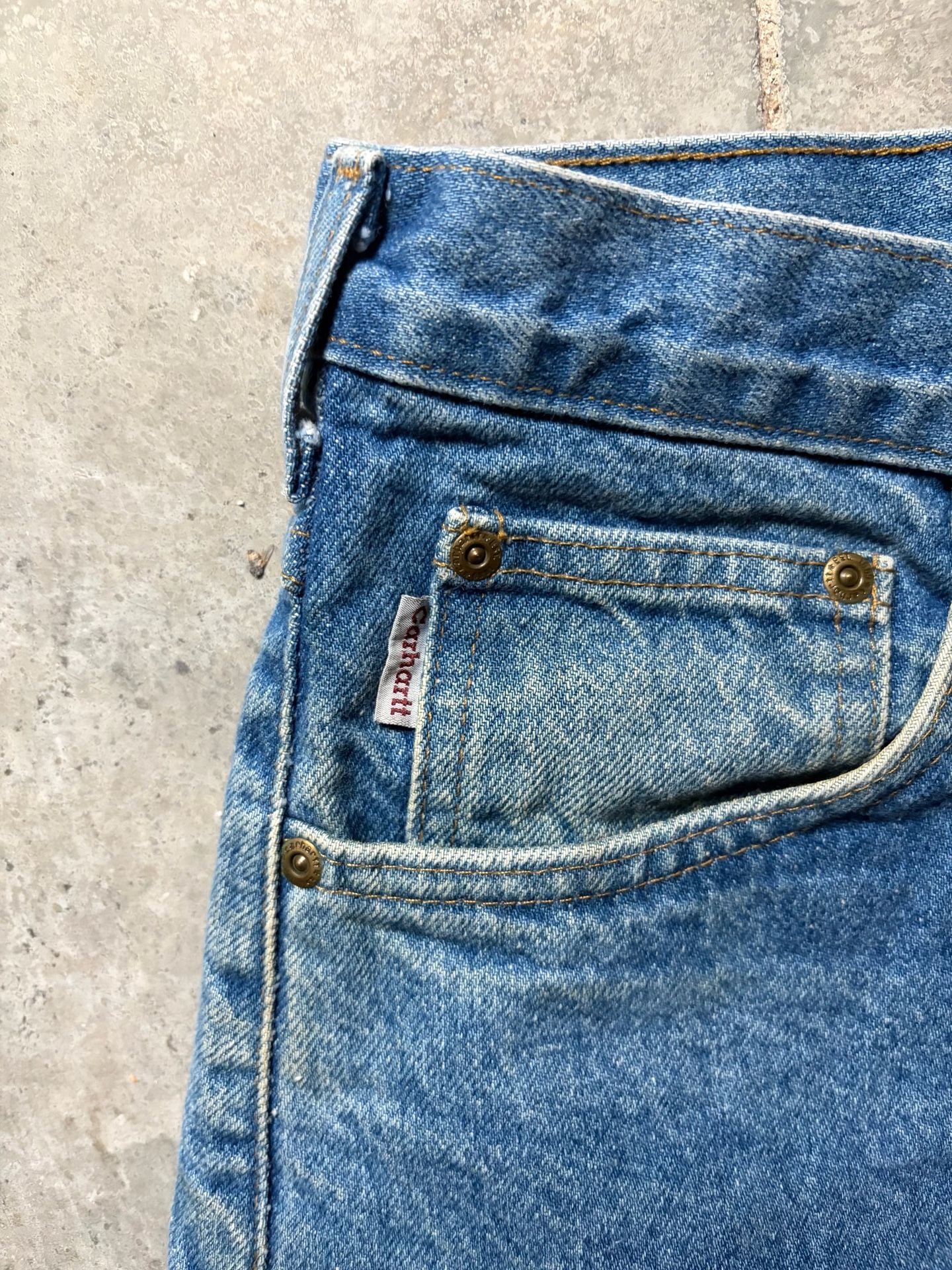 Carhartt Denim Jeans Size 42x32 Blue Straight Leg Workwear 5