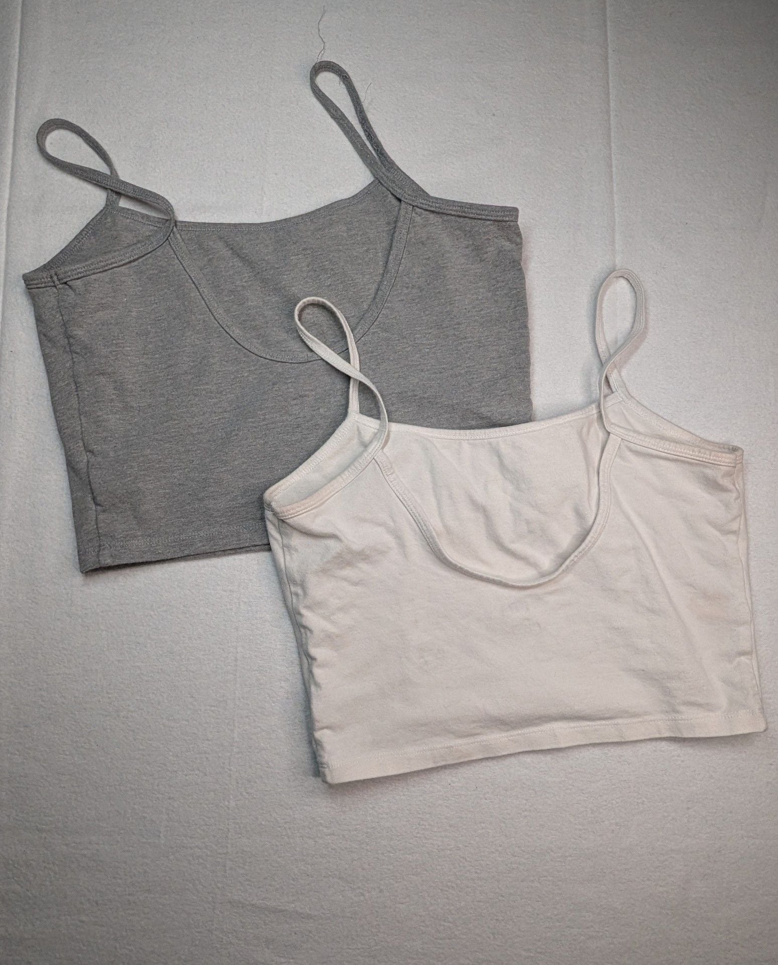 Wild Fable Crop Tank Top Size M Gray White 2-Pack 2