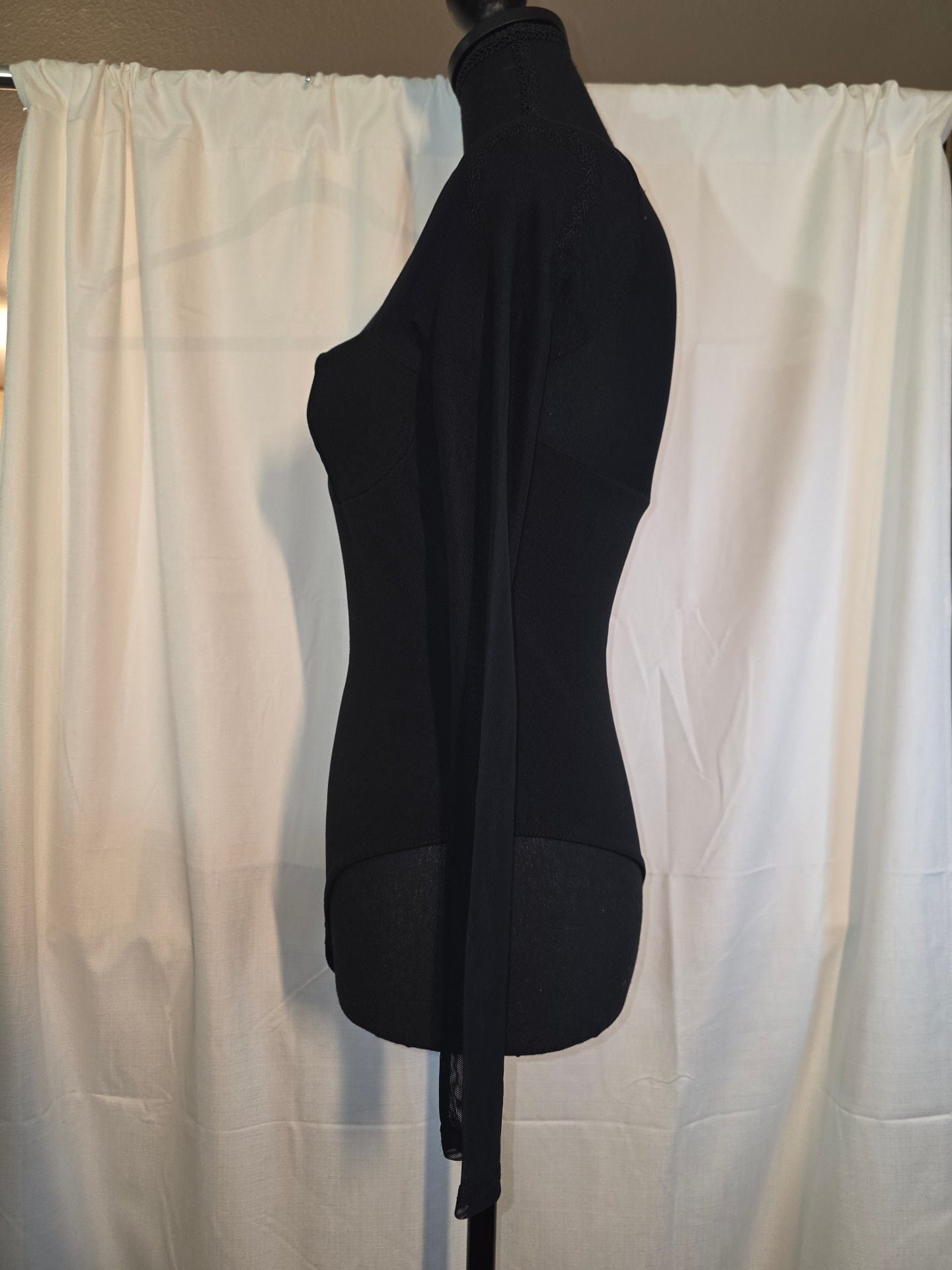 Missguided Corset Bodysuit Size US 4 Black Mesh Long Sleeve 3