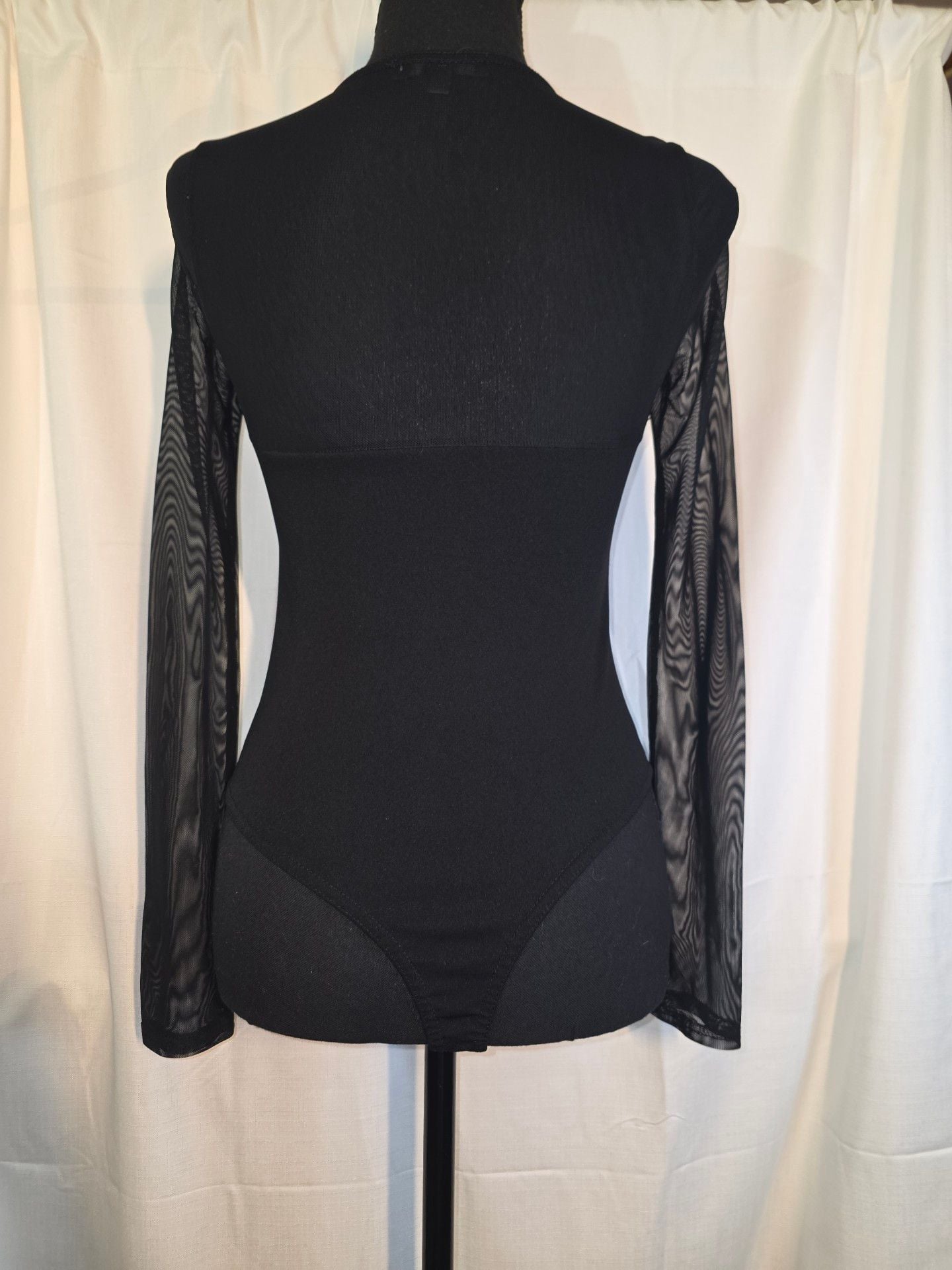 Missguided Corset Bodysuit Size US 4 Black Mesh Long Sleeve 4
