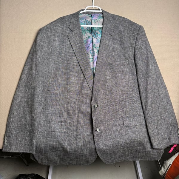 Oak Hill Sport Coat Size 3XLT Gray Textured Floral Lining