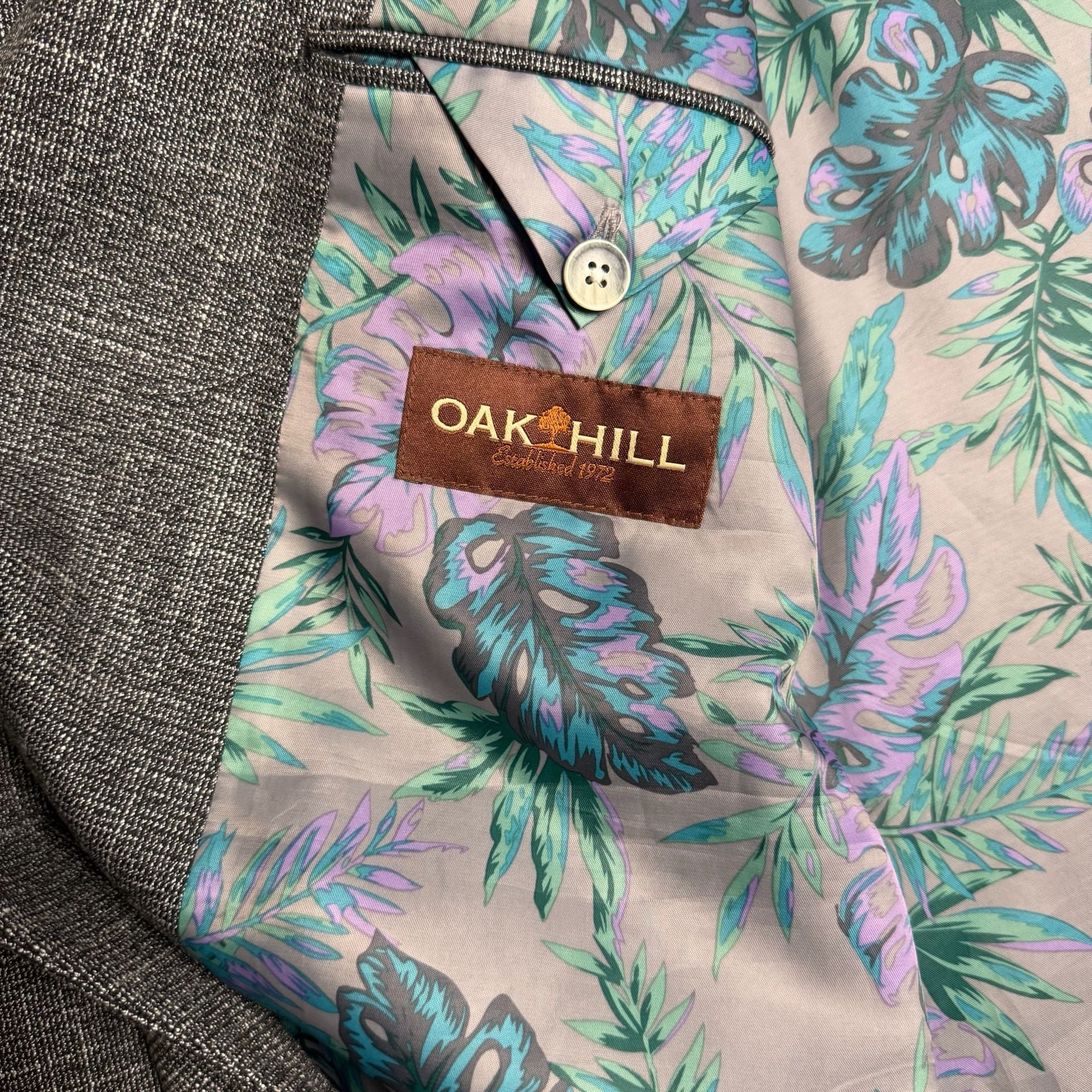 Oak Hill Sport Coat Size 3XLT Gray Textured Floral Lining 7