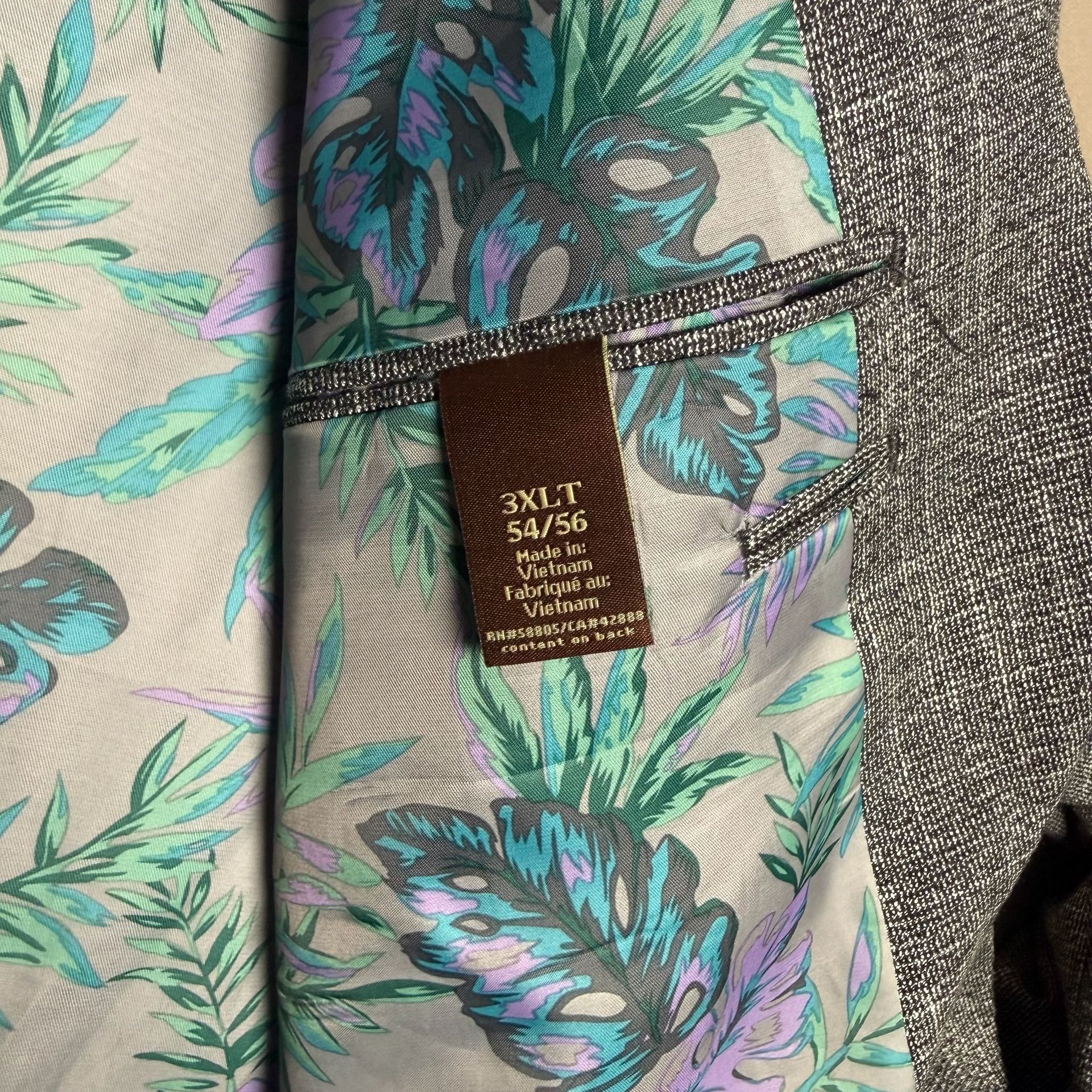 Oak Hill Sport Coat Size 3XLT Gray Textured Floral Lining 8