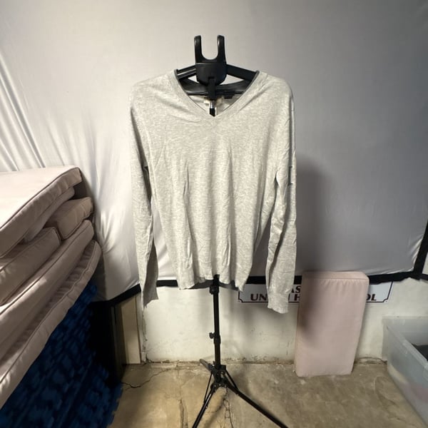 Diesel V-Neck Sweater Size L Grey Cotton Wool Dieseler Pullover