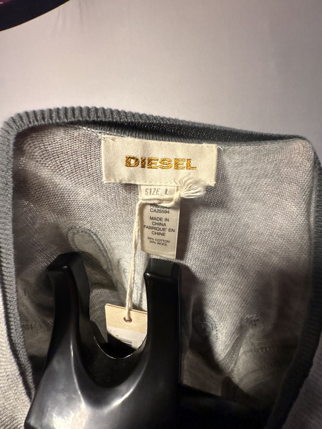 Diesel V-Neck Sweater Size L Grey Cotton Wool Dieseler Pullover 7