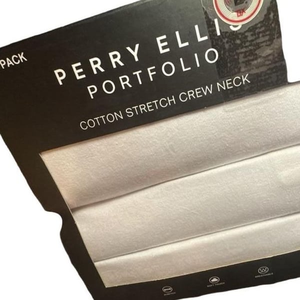 Perry Ellis Portfolio Cotton Stretch Crew Neck Size XL White