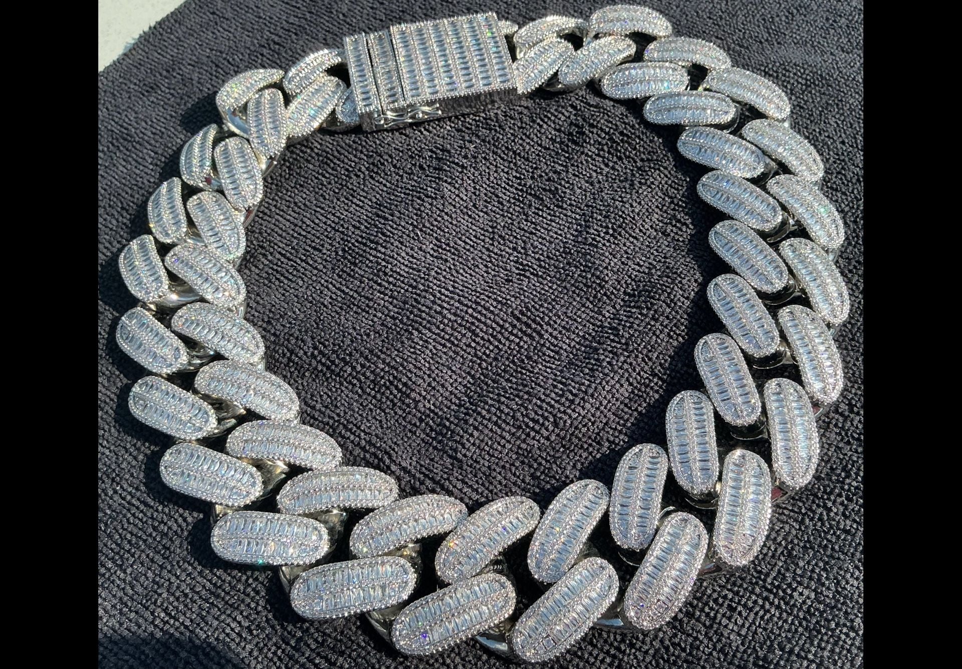Pardon Me Luxury  18K GF 42MM Double-Row Baguette Iced Cuban Necklace – 24” 8