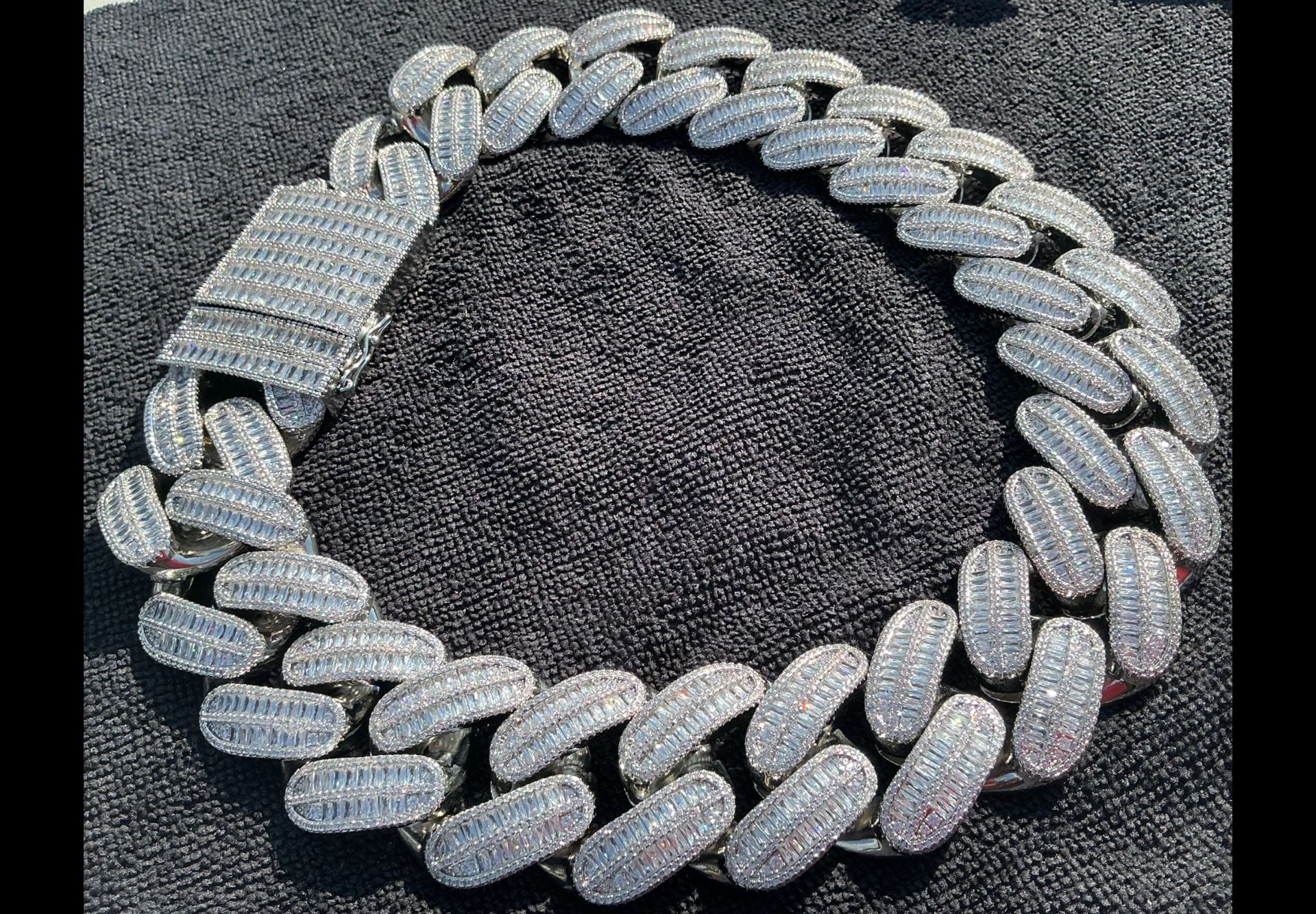 Pardon Me Luxury  18K GF 42MM Double-Row Baguette Iced Cuban Necklace – 24” 9
