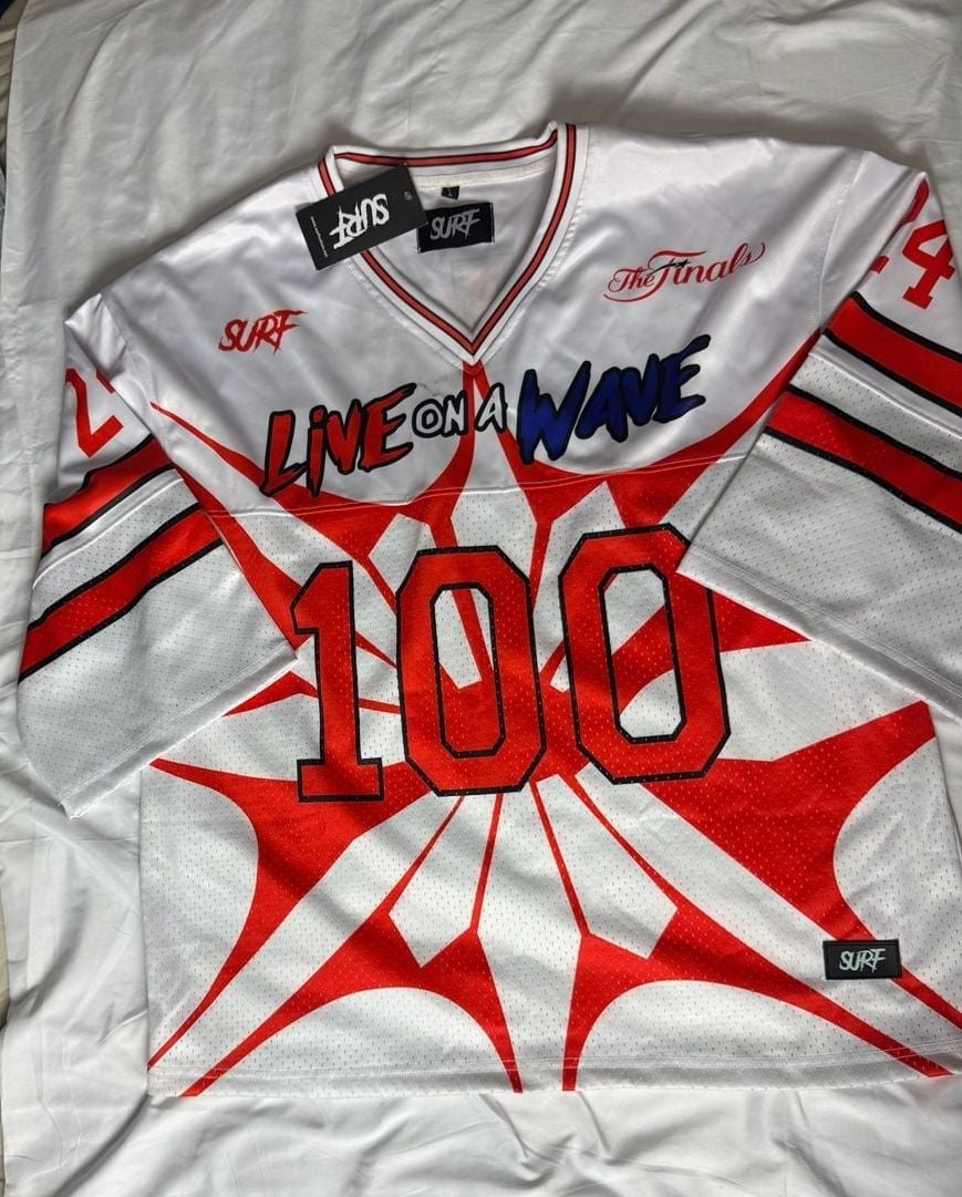 SURF Hockey Jersey Size L White Red Graphic Mesh 3