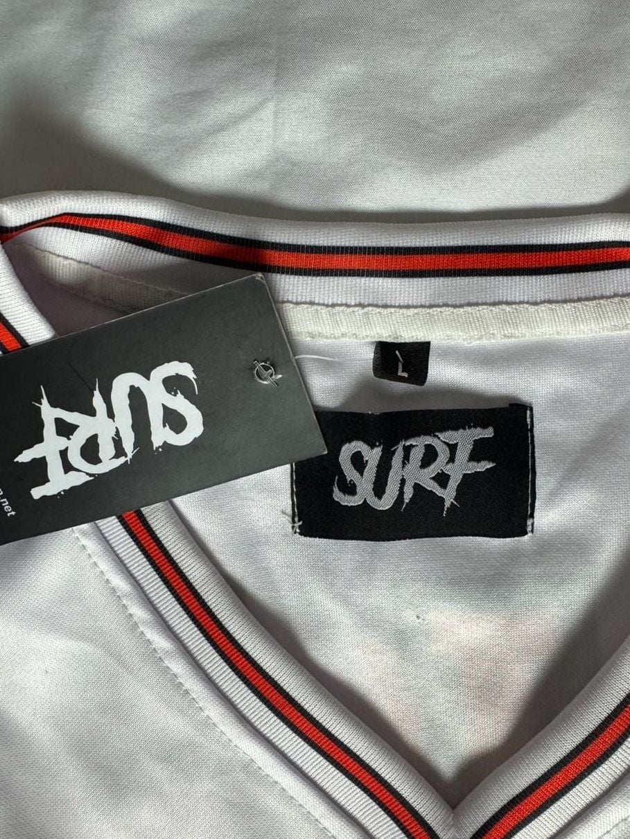 SURF Hockey Jersey Size L White Red Graphic Mesh 4