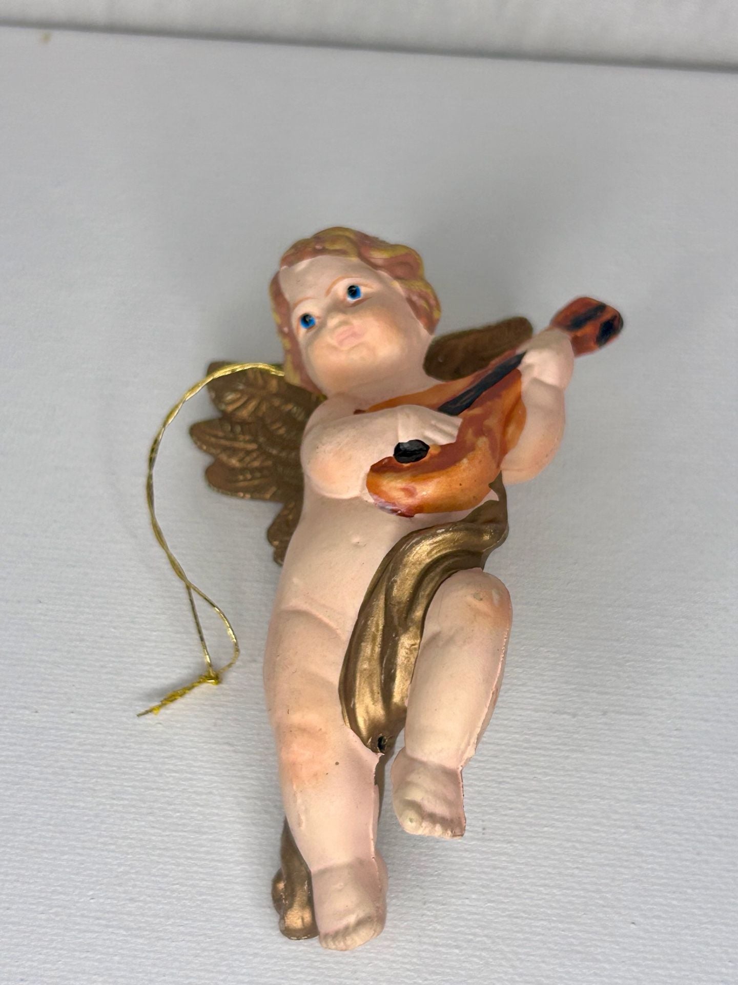 Vintage Italian Cherub Angel Playing Violin Christmas Ornament 1