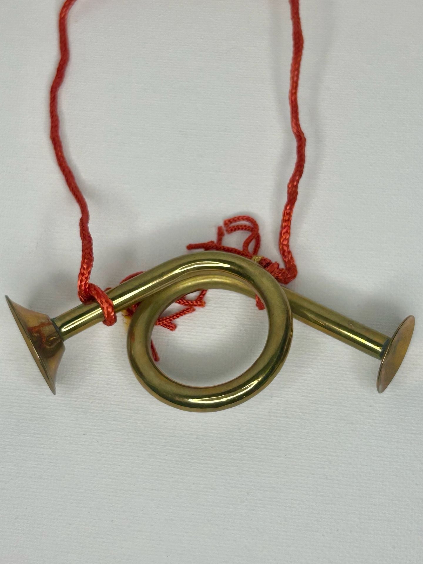 Vintage Brass French Horn Christmas Ornament Made in India 1