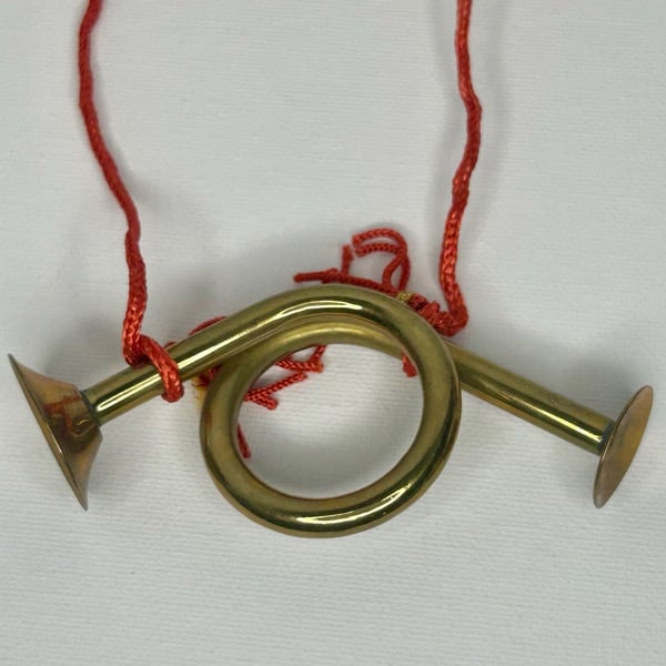 Vintage Brass French Horn Christmas Ornament Made in India