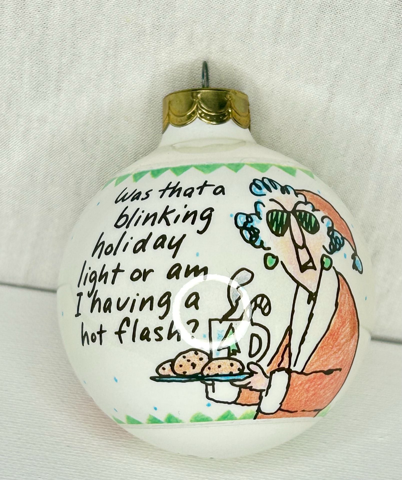 Hallmark Shoebox Greetings Ornament Hot Flash 1991 Vintage Glass 1