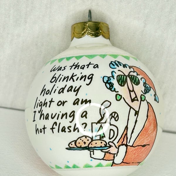 Hallmark Shoebox Greetings Ornament Hot Flash 1991 Vintage Glass