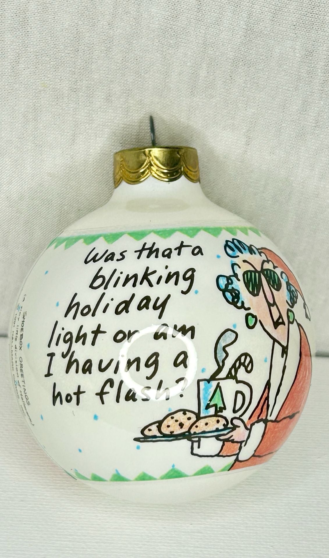 Hallmark Shoebox Greetings Ornament Hot Flash 1991 Vintage Glass 2
