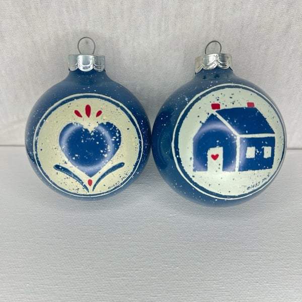 Hallmark Mary Emmerling Christmas In The Country Glass Ball Ornaments Set of 2