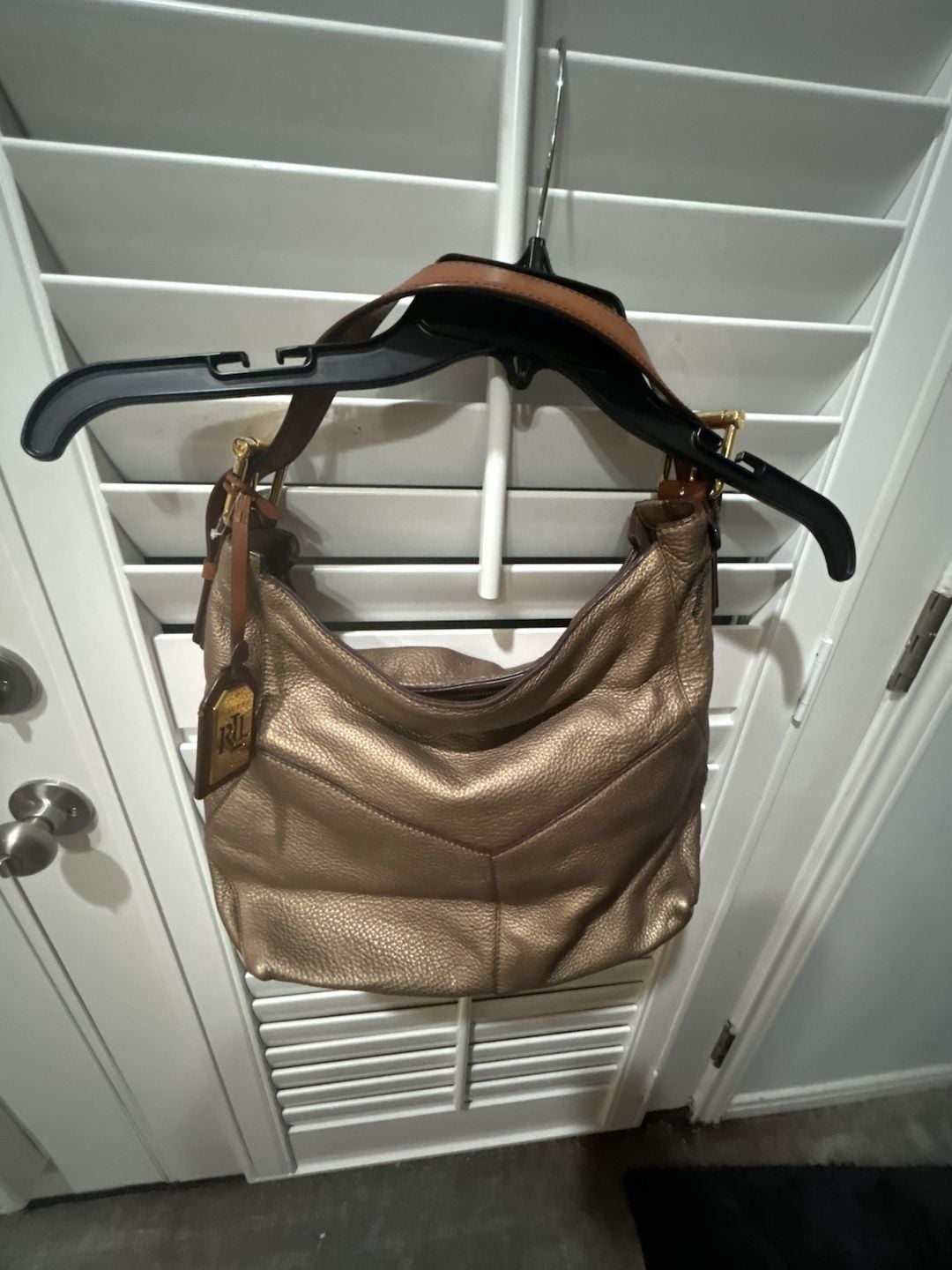 Lauren Ralph Lauren Leather Hobo Bag Metallic Gold 2