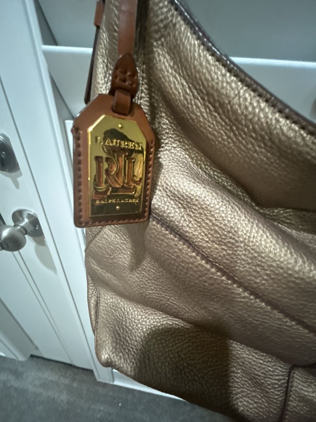 Lauren Ralph Lauren Leather Hobo Bag Metallic Gold 3