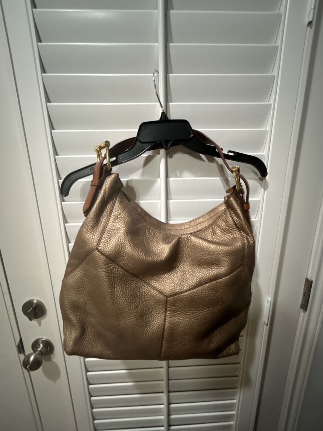 Lauren Ralph Lauren Leather Hobo Bag Metallic Gold 4