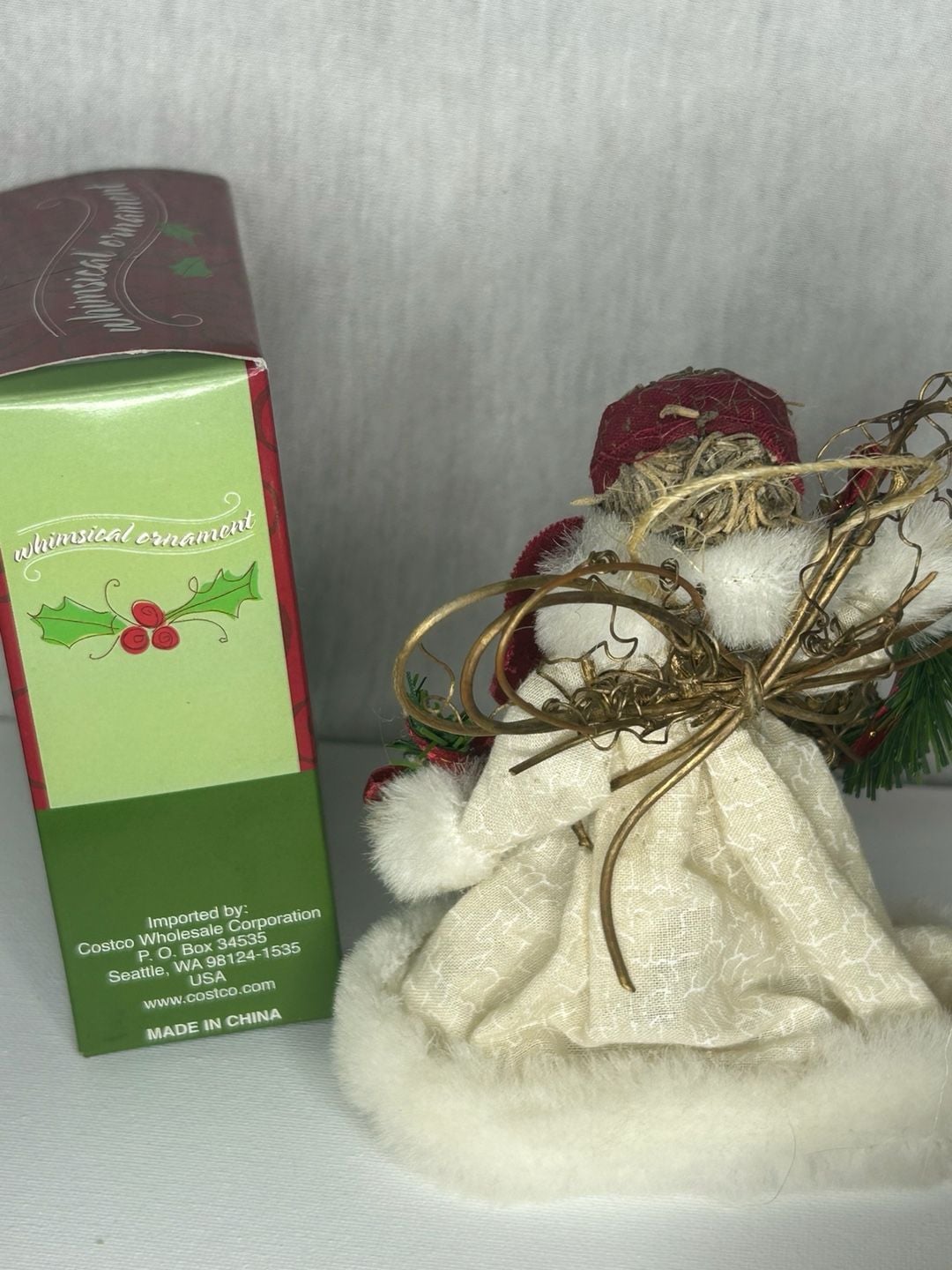 Whimsical Ornament Christmas Angel Figurine With Pinecone Wreath 4